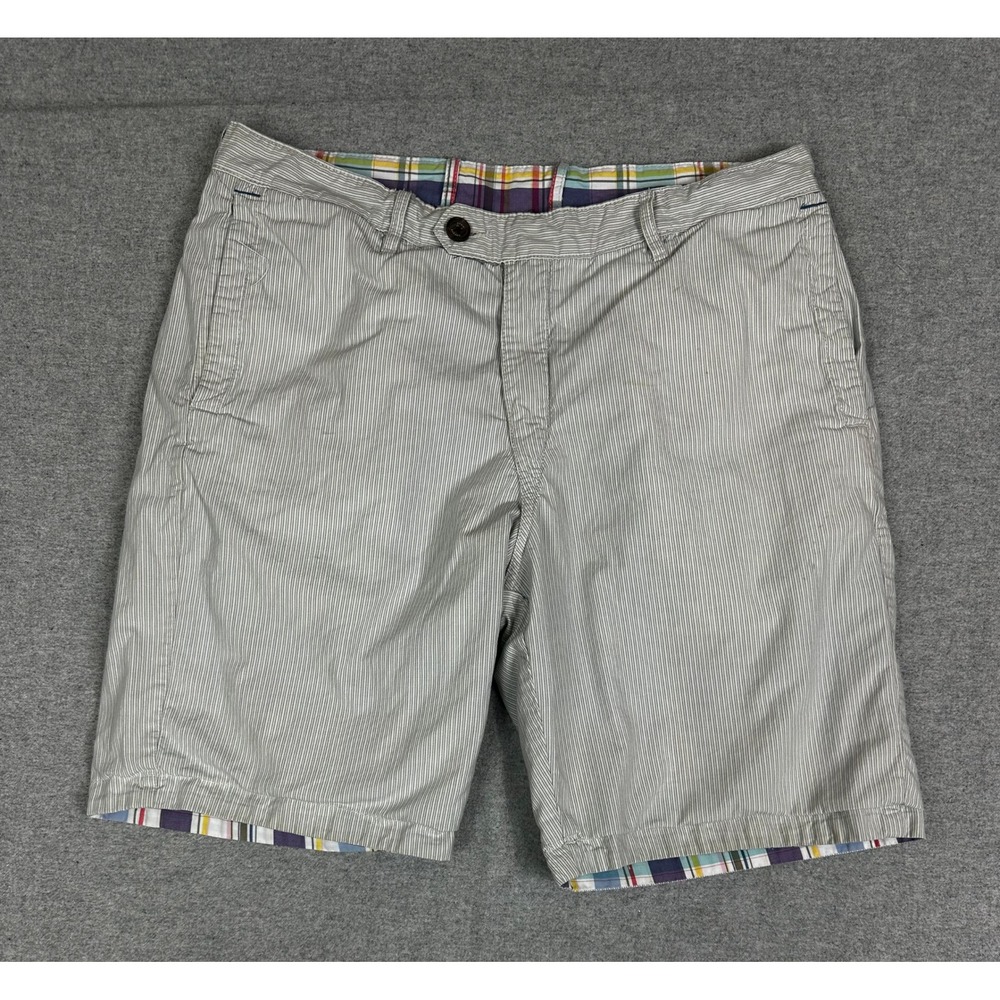 Tommy Bahama Reversible Shorts Mens 34 9" Inseam Multicolor Plaid Grey Stripe - Picture 3 of 14